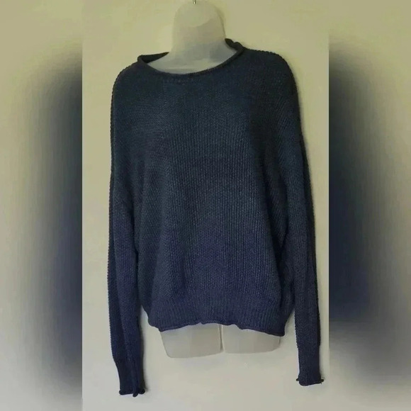 VTG Y2K Jessica Simpson Blue Loose Knit Long Sleeve Lounge Sweater, Size XXL - Picture 2 of 7